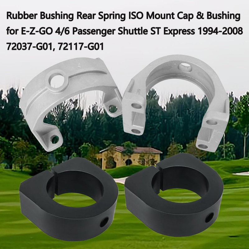 2Pack (72037-G01 72117-G01) Rear Spring ISO Mount Cap/Rubber Bushing,Compatible with EZGO TXT Gas Golf Cart 1994-2008 Driver Passenger Side