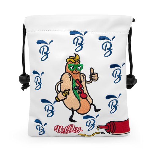 BAIRBRE Golf Valuables Pouch,Hot Dog Golf Pouch Bag with Drawstrings Leather Golf Tee Bag for Men Women