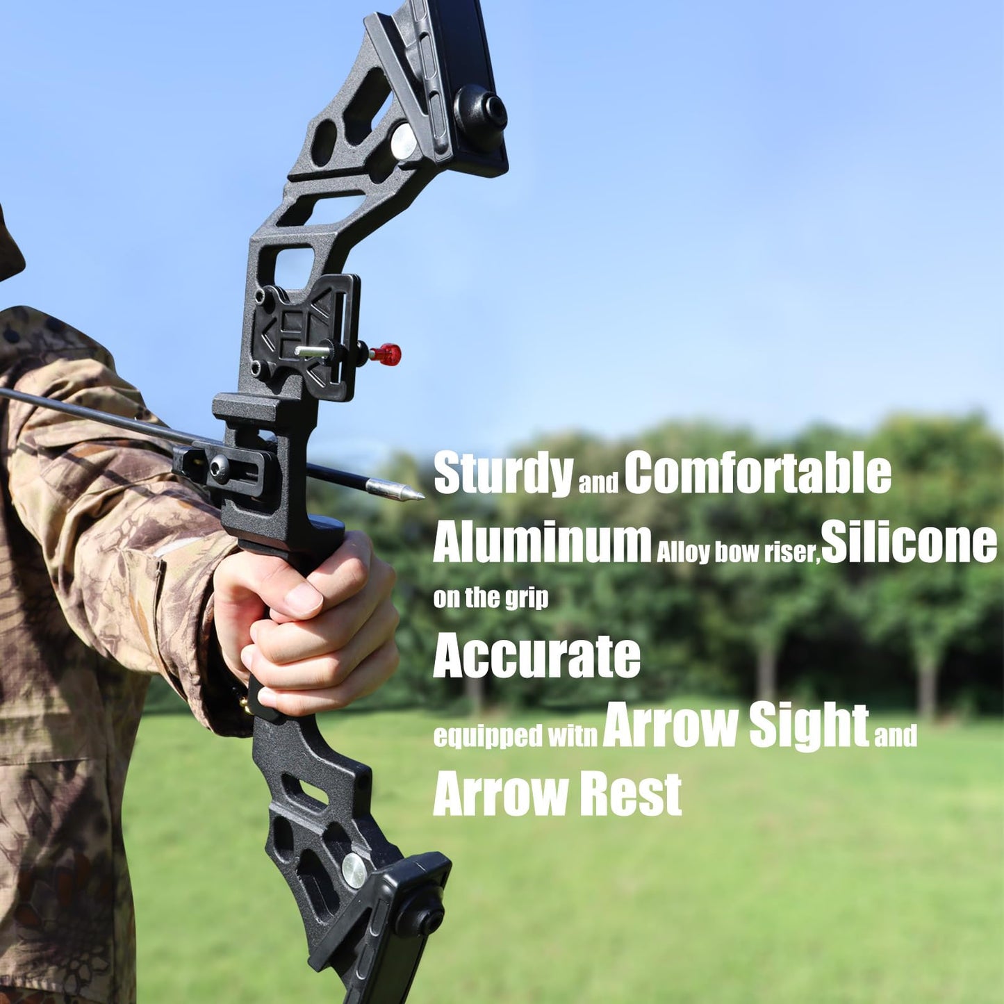 IS-TONGTU Archery Recurve Bow and Arrow Set for Adults, Archery Hunting Long Bow Set for Adults Beginner & Youth, Takedown Recurve Bow 30lb 40lb 50lb Kit with Arrow Sight & Rest & 12 Arrows