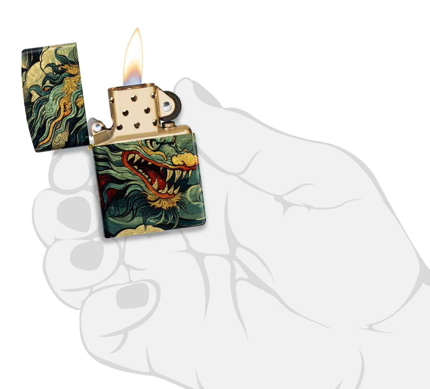 Zippo Dragon Fusion Design 540 Tumbled Brass Pocket Lighter