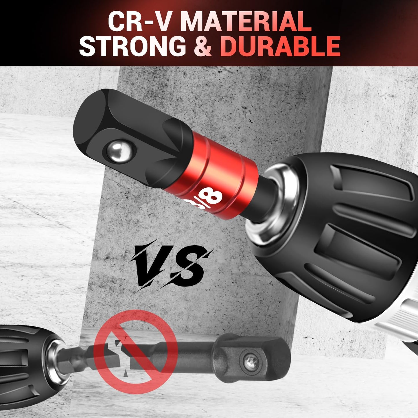 GURADESIGN 8-Piece Impact Socket Adapter Set for Drill, 1/4" 3/8" 1/2" Hex Shank Impact Driver Socket Adapter, Socket to Drill Adapter