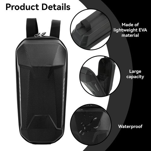 HERCHR 2L Scooter Storage Bag, Waterproof Hardshell EVA Large Capacity Scooter Handlebar Bag, Front Hanging Pouch for Electric Scooters/EBikes Carrying Charger Repair Tools(small)