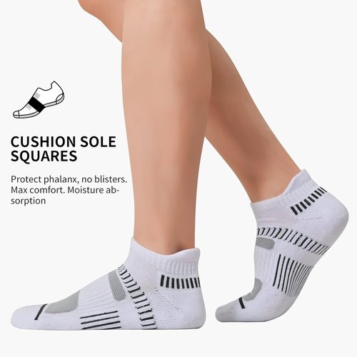 COOPLUS Men's Ankle Socks - Cushioned, Breathable Low Cut with Arch Support | 6 Pairs