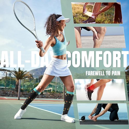 Bropite Compression Socks - 20-30 mmHg Circulation Support for Men & Women | 8 Pairs for Running, Travel & Yoga