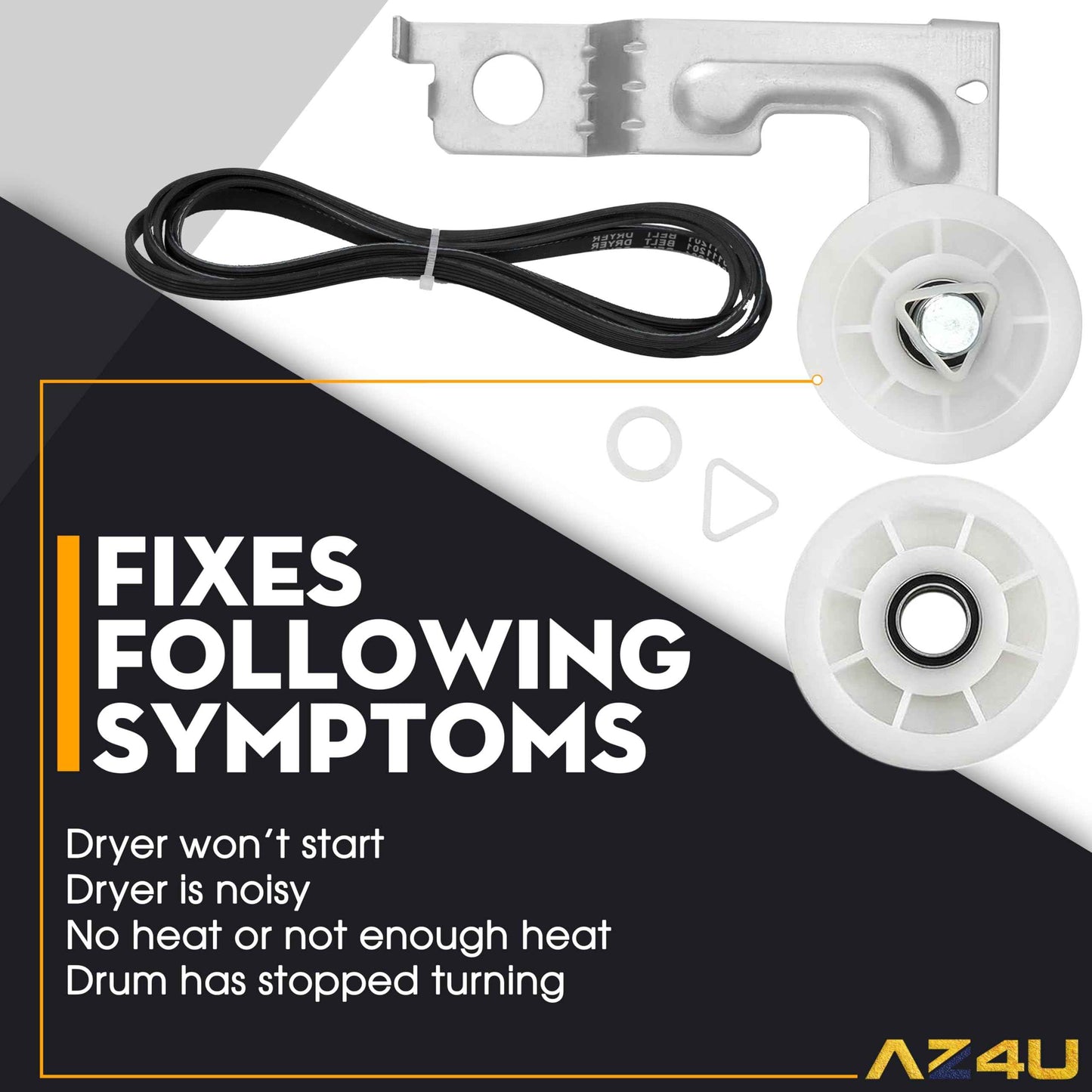 For Maytag MEDE500VW1 MEDC215EW1 MEDB835DW3, Whirlpool Duet WED9150WW1, 9050XW1 WGD9200SQ0 WGD8600YW1 GEW9250PW1 WED9400SW2 WED9200SQ0 Replaces Dryer Idler Pulley With Bracket And Dryer Drive Belt