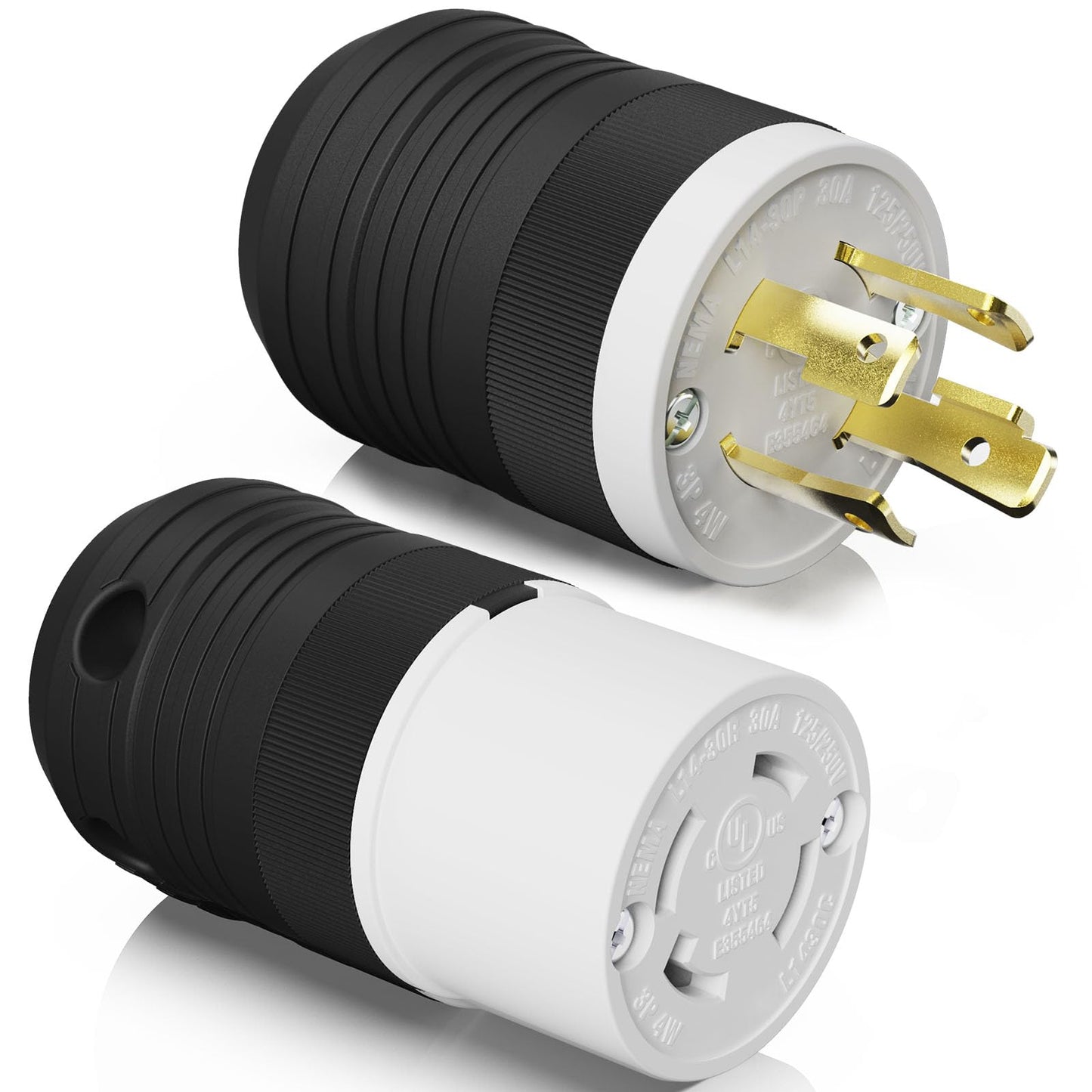 AIDA NEMA L14-30P & NEMA L14-30R Locking Plug and Connector, Twist Generator Male and Female Adapter, 30 Amp, 125/250 Volt, 3-Pole 4-Wire Grounding, Industrial-Strength Heavy Duty, UL Listed