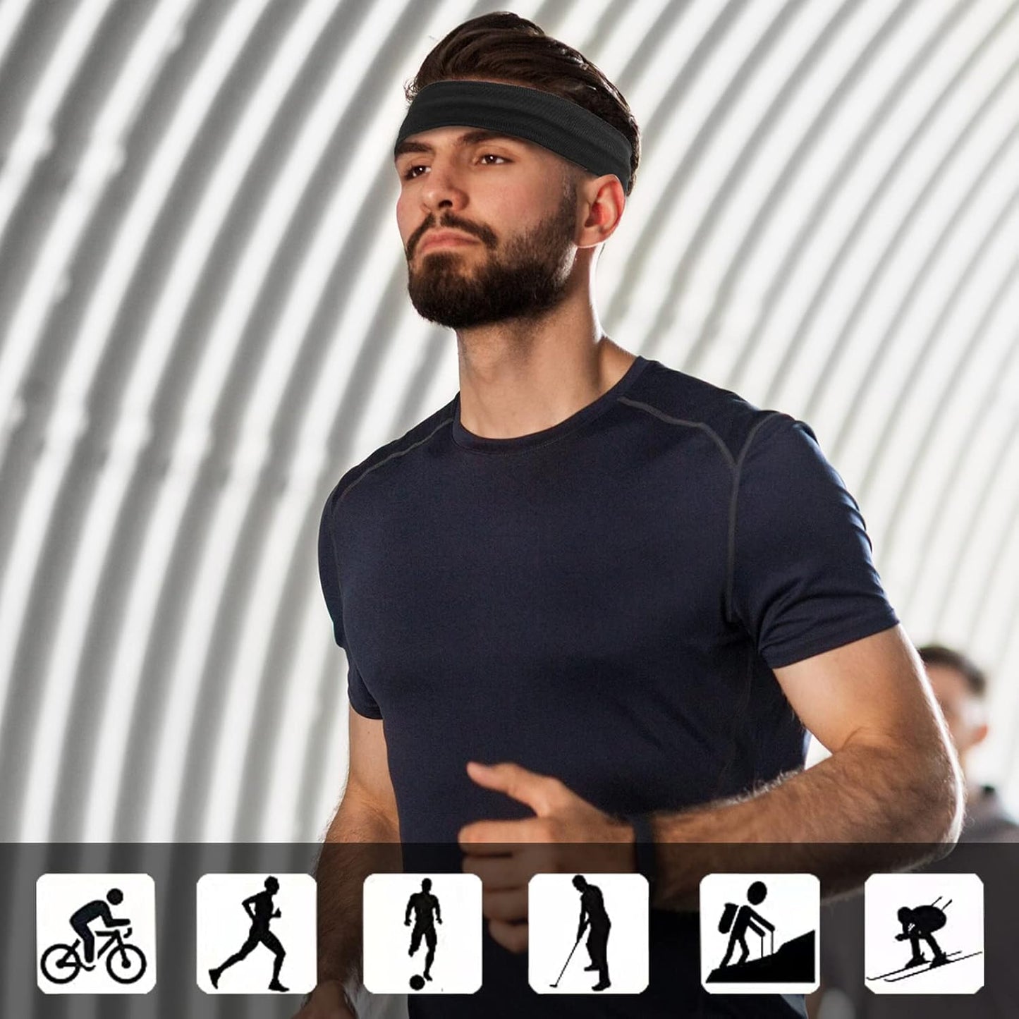 Skiennix Sport Headbands - Non-Slip Silicone Fitness Headbands for Men & Women | 5-Pack Set
