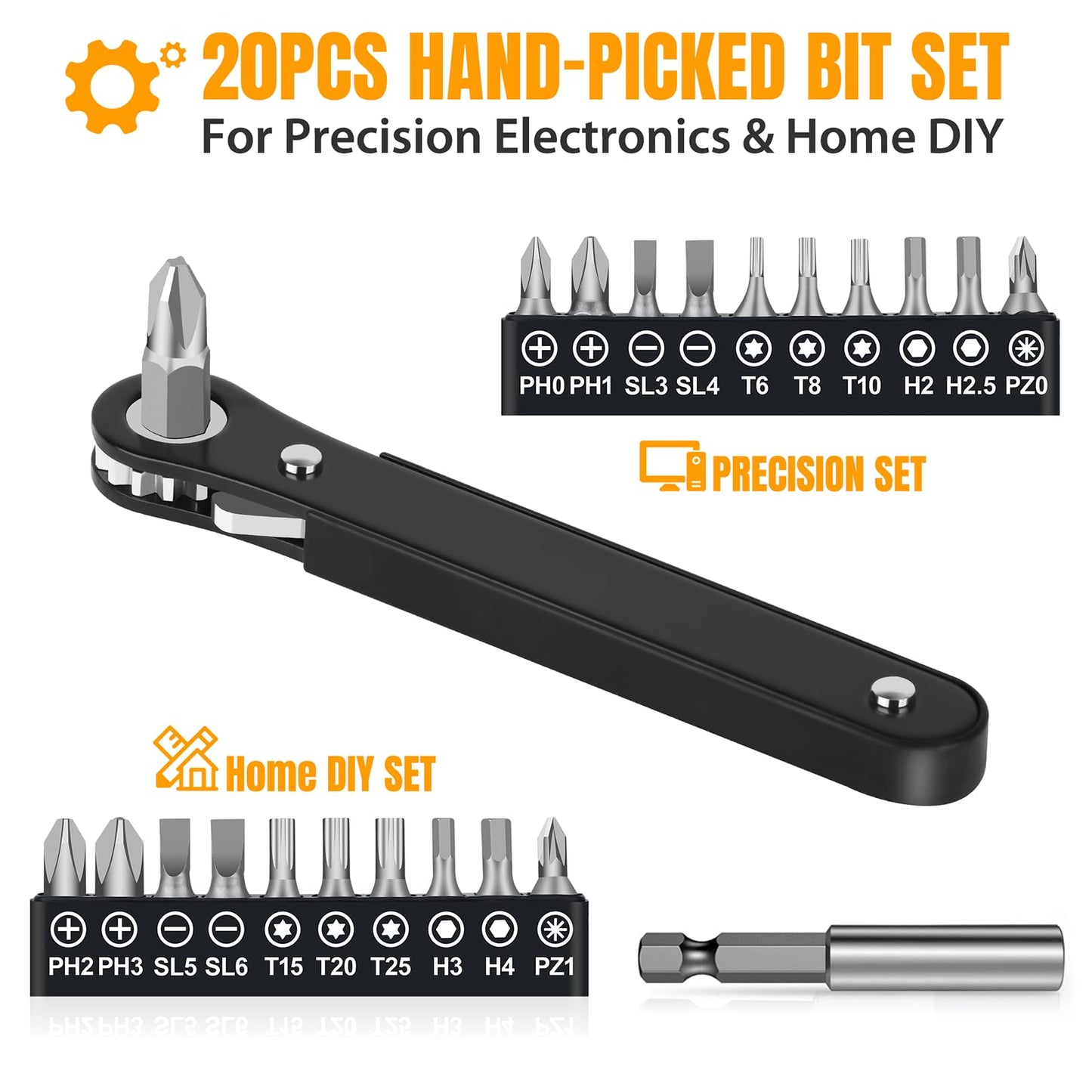 Ratcheting Screwdriver Men Gifts – Right Angle Screwdriver for Tight Spaces, Cool EDC Gadgets, Small Tool Gift for Men Dad Husband