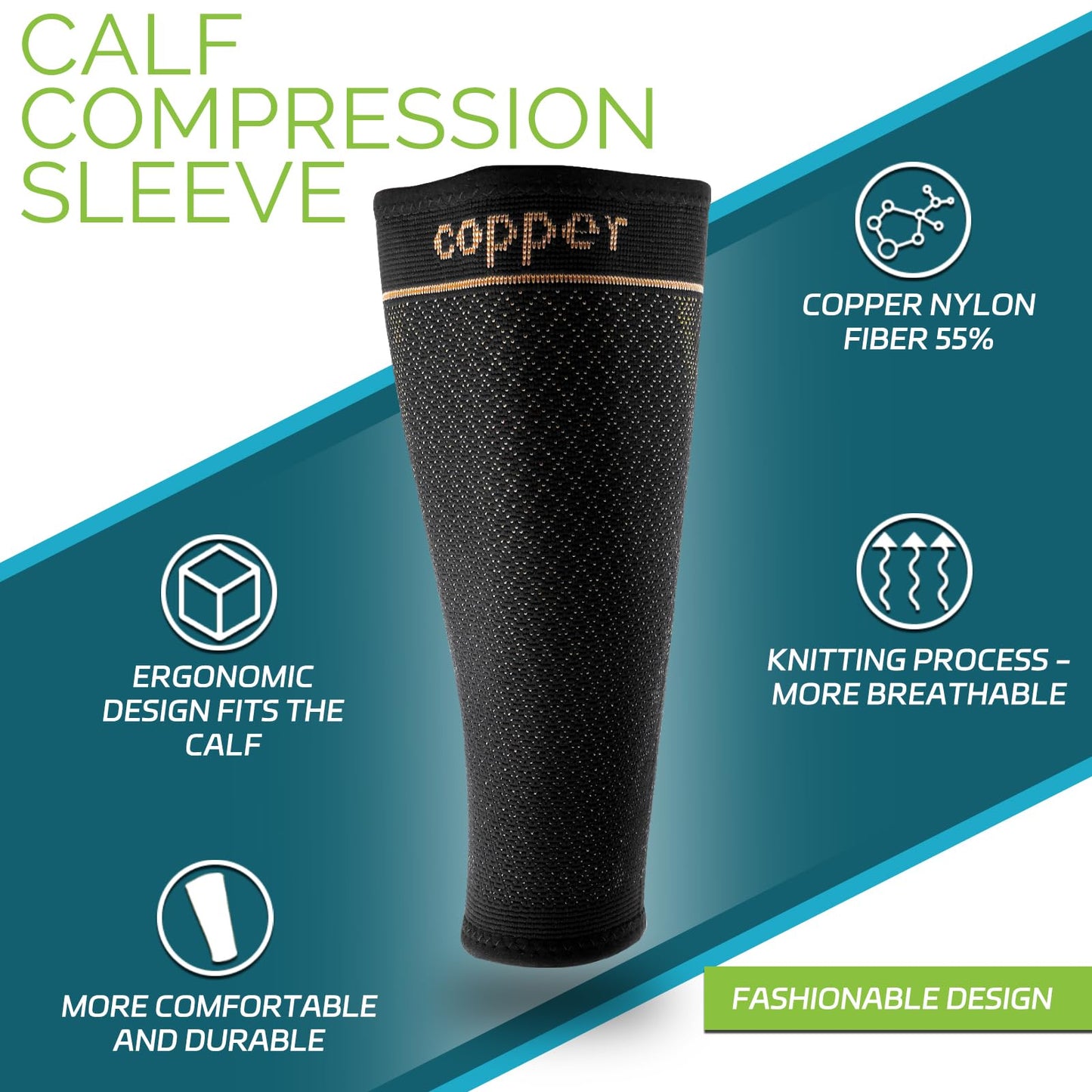 JIUFENTIAN Copper Calf Leg guard for Men and Women for Pain Relief, Running, Hiking, Cycling(Small)