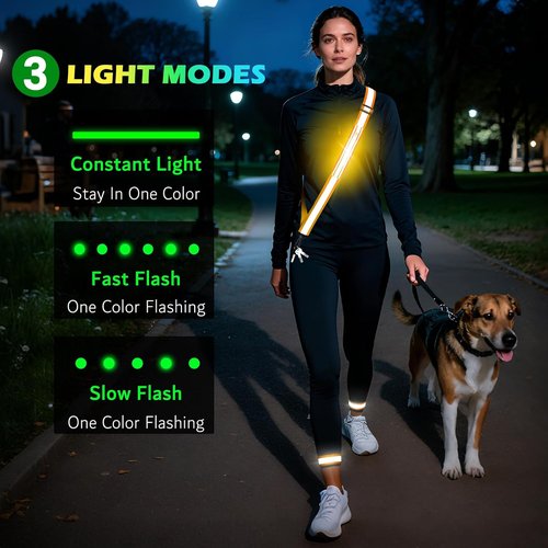 Fokia Kunbio LED Reflective Running Gear - High Visibility Adjustable Belt & Armband for Night Safety