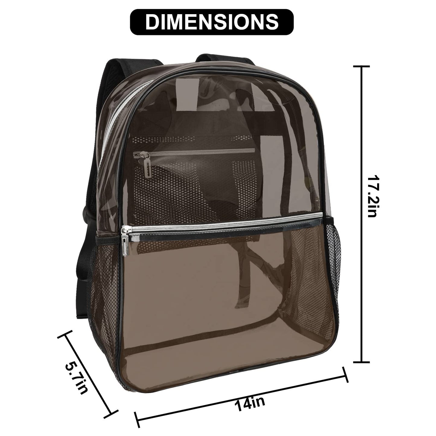 Neurora Clear Backpack Heavy Duty TPU, 17.2 Inch Transparent Bookbag for School College Work Travel, Large See Through Backpack with Laptop Compartment, Reinforced Padded Straps, Black