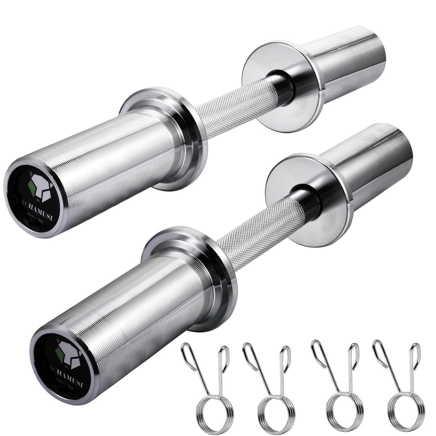 16" Olympic Dumbbell Handle Pair - Solid Adjustable Dumbbell Bars With Spring Collars 2'' Can Load(150LB/350LB), Suitable For Home Gym Exercise