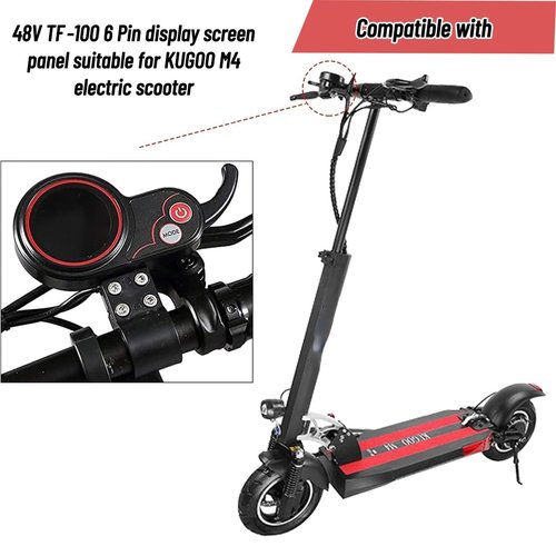 Electric Scooter Display Panel, 6 Pin Scooter LCD Display Control Panel with Speed Gear Power Mode Finger Throttle for Kugooes M4 Electric Scooter