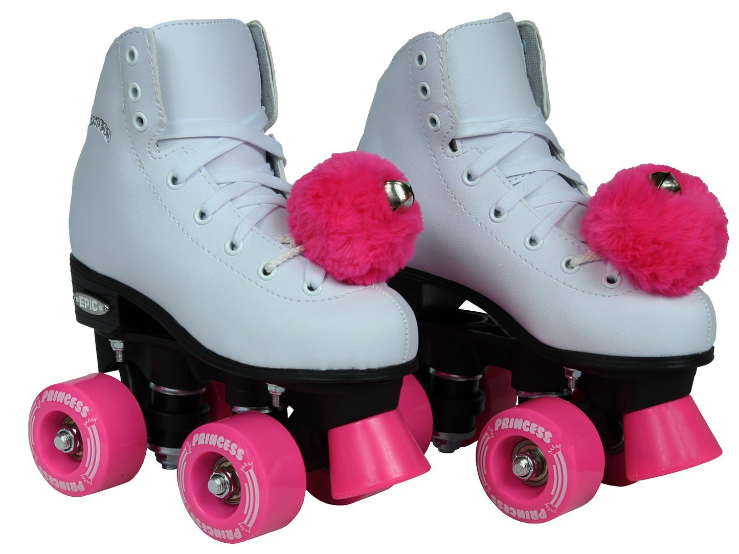 Epic Skates Pink Princess Girls Quad Roller Skates, White, Adult 5 (PnkPncs05)