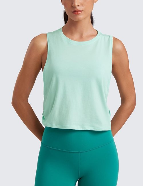 CRZ YOGA Pima Cotton Tank Top for Women - Loose Fit Sleeveless Athletic Shirt | Perfect for Yoga & Gym