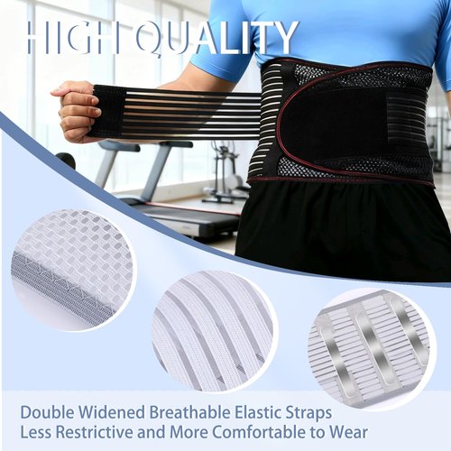 ChromaBloom Back Support for Low Back Pain, Waist Support Back Support belt, for Scoliosis and Lumbar Disc Herniation, Thin Mesh Fits the Waist and is Suitable For Men and Women (Black, Medium)