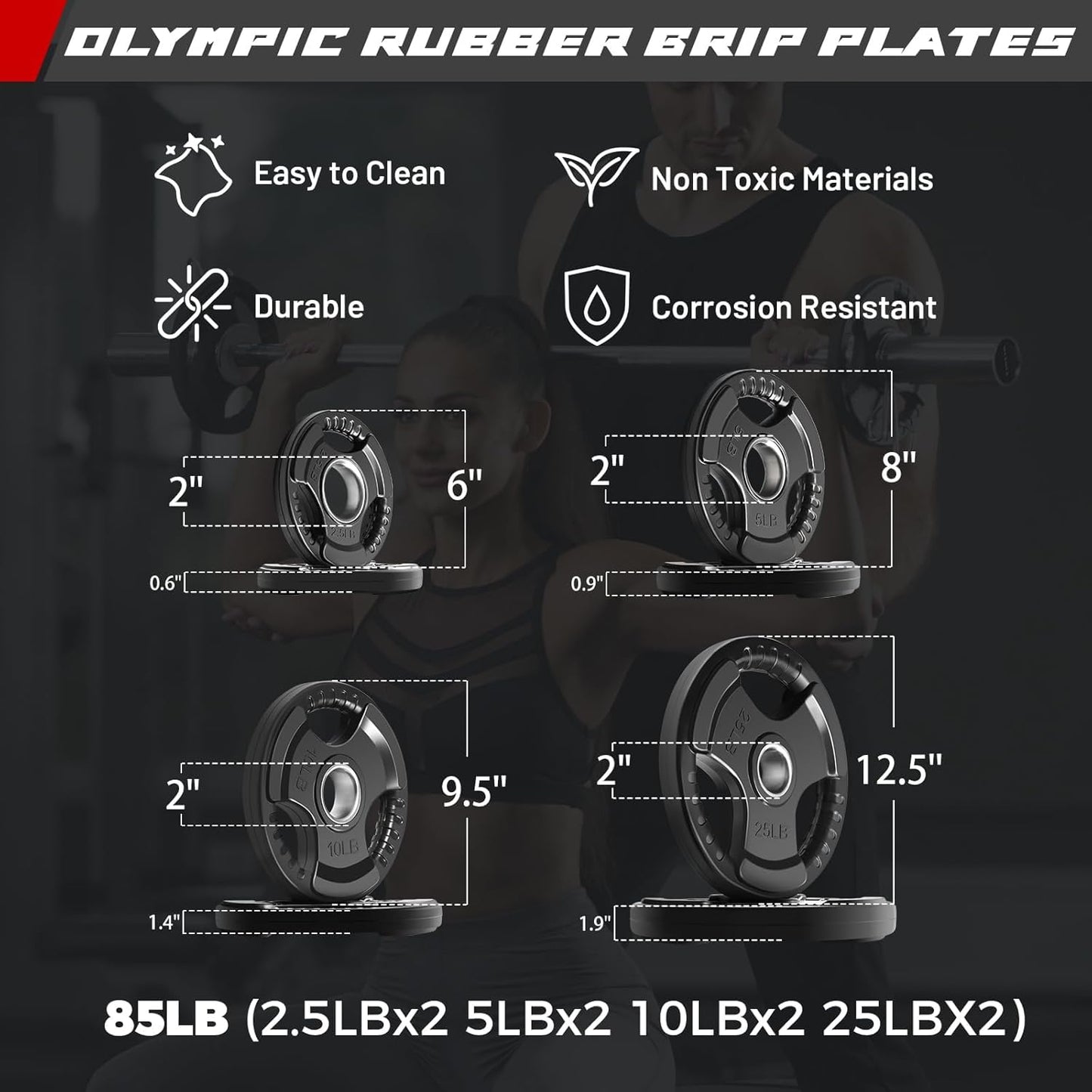 RitFit Olympic Barbell Weight Set - 4/6FT Bar with 55-115LB Plates | Ideal for Weightlifting & Strength Training