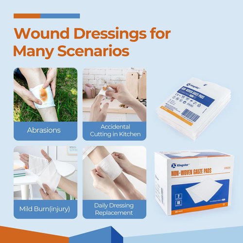 Kingstar Sterile Nonwoven Gauze Pads, 4"x 4" Wound Dressing, 120 Packs - 240 Pieces Superior Soft Sponge Pads, Higher Absorbent Gauze Compresses for Trauma or Post-Operative Wound Care
