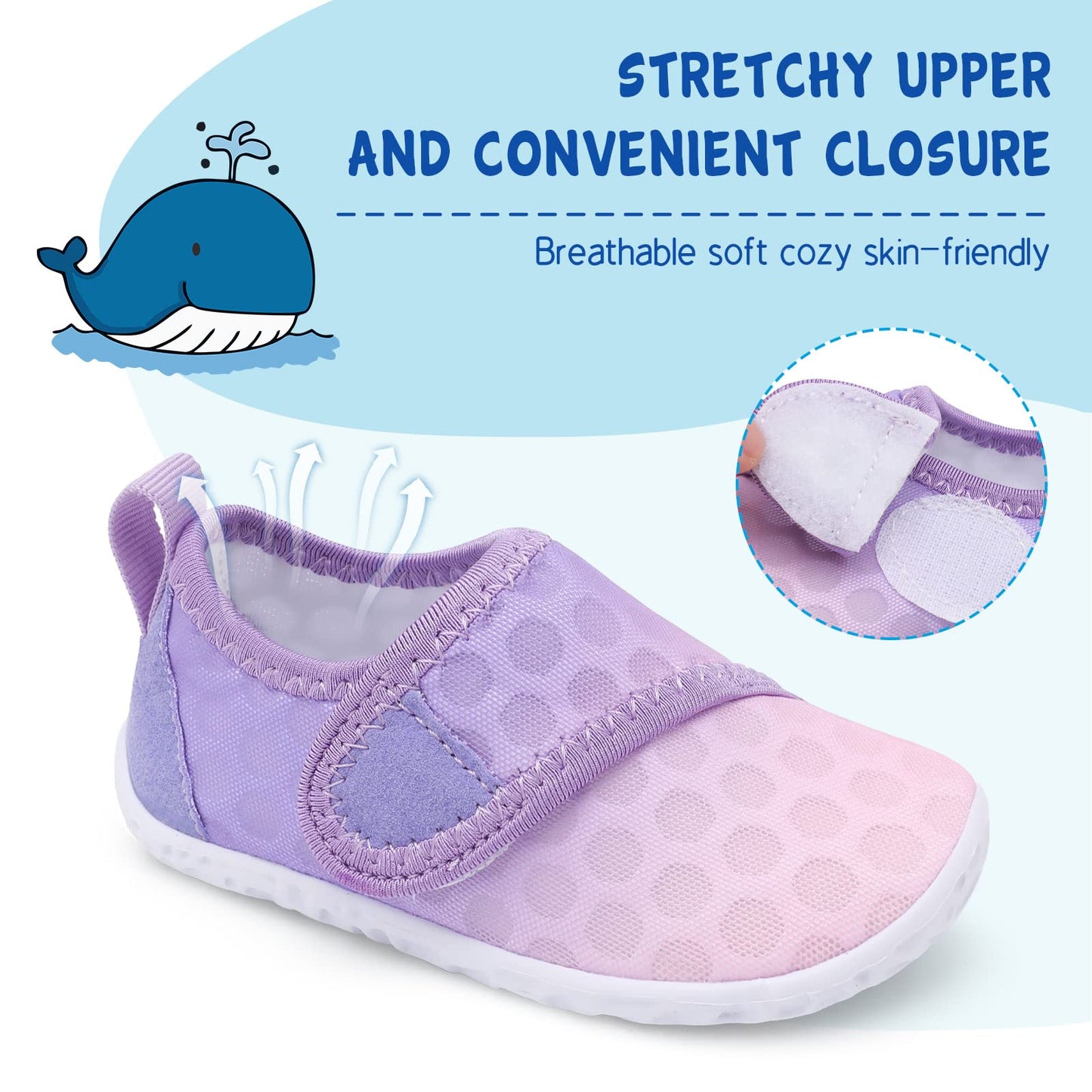 LeIsfIt Boys Girls Water Shoes Kids Aqua Socks Toddler Quick-Dry Swimming Shoes Non-Slip Summer Shoe for Beach Pool Surf, Gradient Purple, 11 Toddler