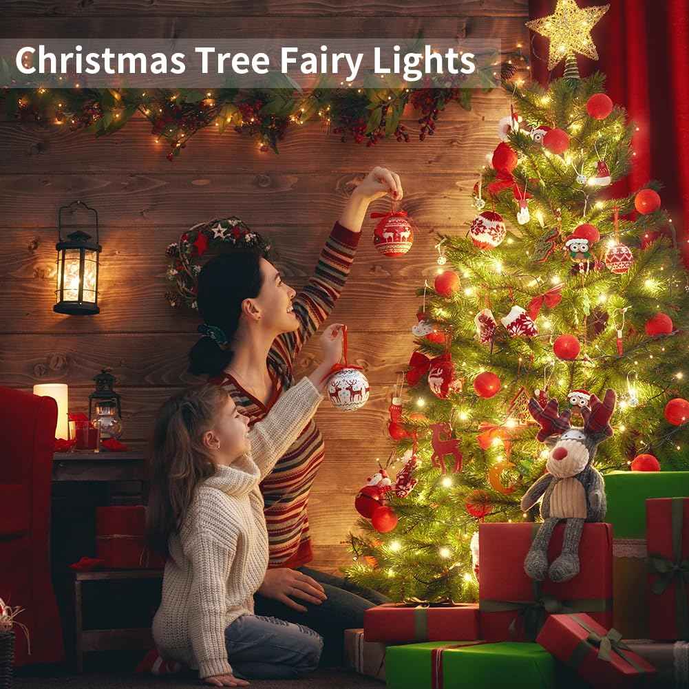 GDEALER 4 Pack 16.4 Feet 50 Led Fairy Lights Battery Operated with Remote Timer Waterproof Silver Wire Twinkle Christmas String Lights Outdoor Indoor 8 Modes for Bedroom Wedding Dorm Decor Warm White