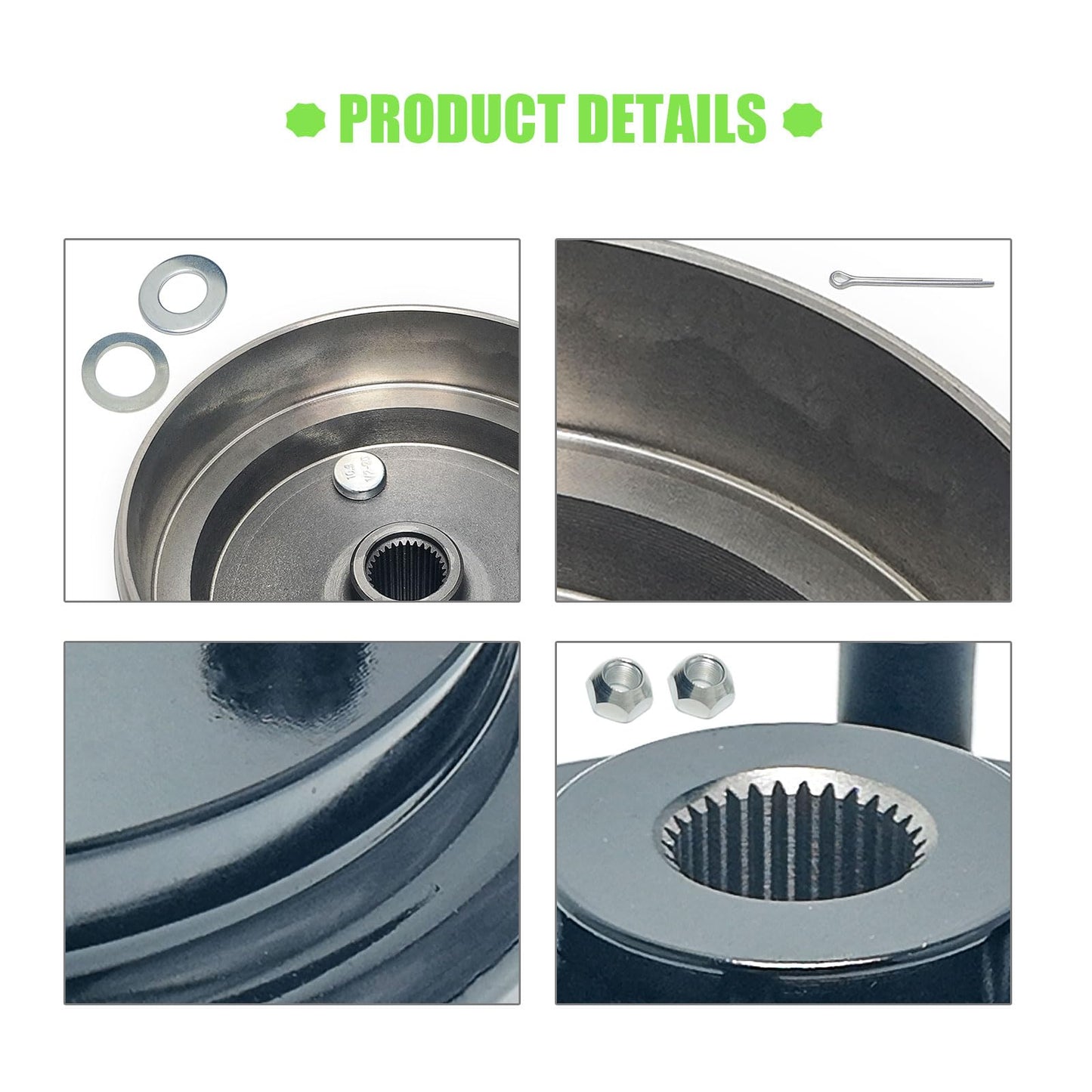 Golf Cart Brake Drum Assembly Kit with Large Centre Hole and 30 Splines Compatible with 1991-up EZGO TXT Medalist Columbia 4 Cycle Gas Replaces 21807G1-1 Pack