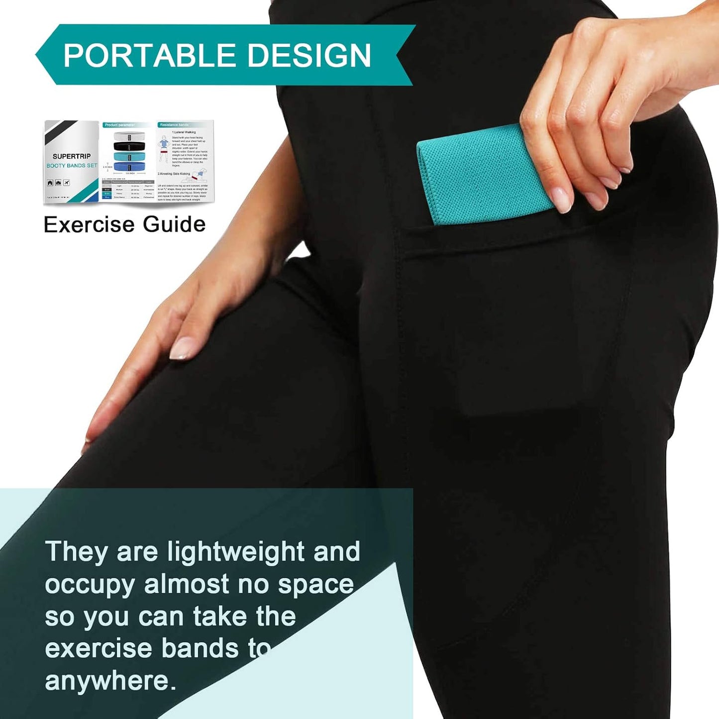 Supertrip Fabric Resistance Bands - Non-Slip Booty Bands Set for Legs & Butt | Elastic Workout Fitness Bands