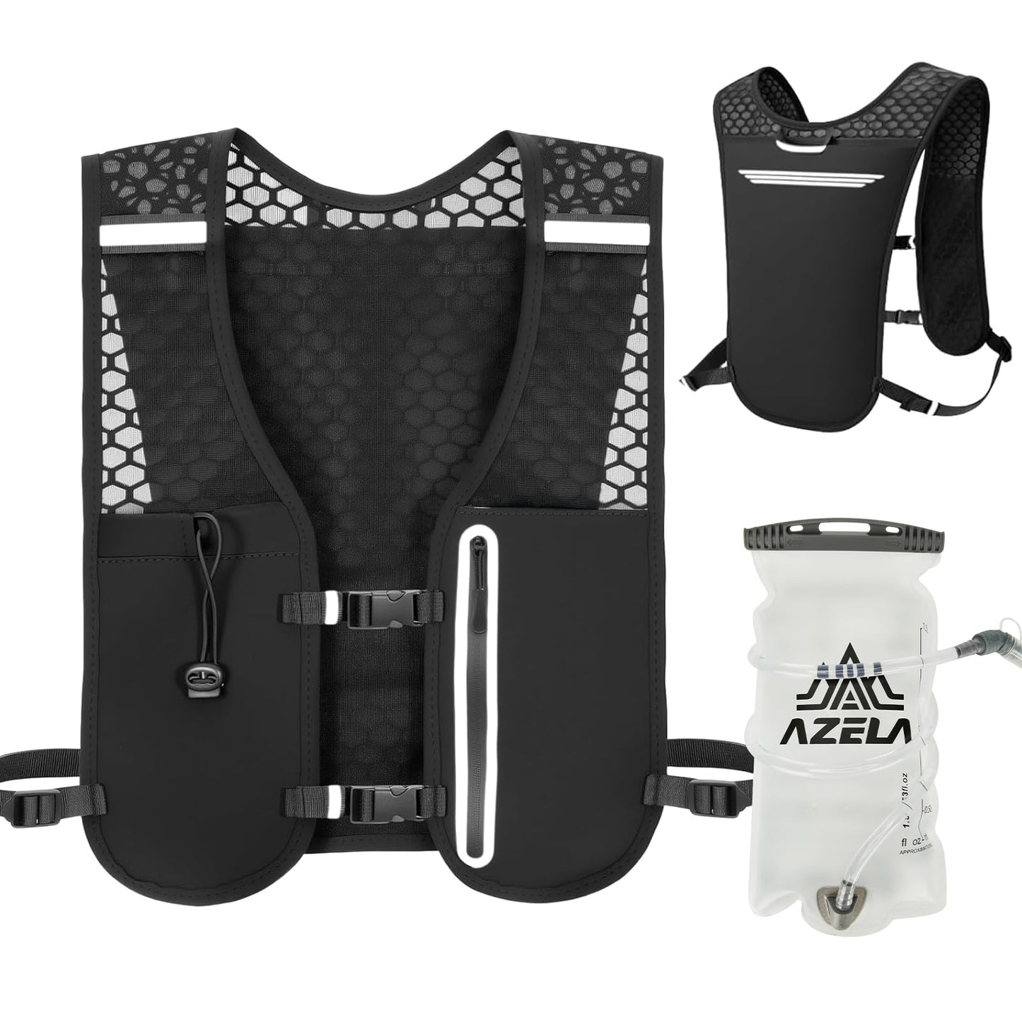 Running Vest for Women Men, Hydration Vest with 1.5L Water Bladder, 4.4 oz Ultra-Light Breathable Design, Adjustable No-Bounce Straps, Reflective Pockets for Trail Running, Marathon, Hiking, Cycling