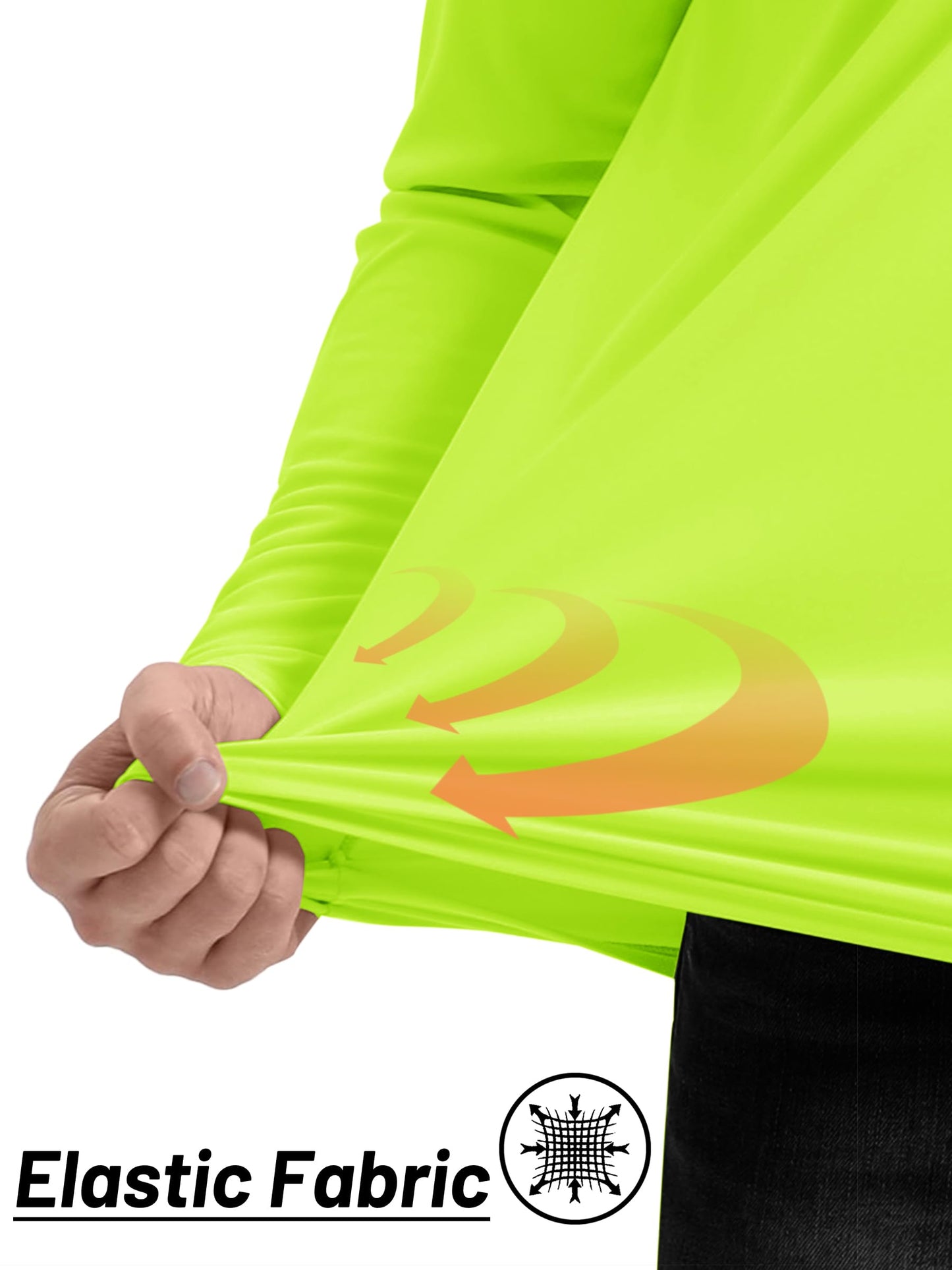 TACVASEN Men Long Sleeve Swim Shirts Sun Protection Quick Dry 1/4 Zip Pullover Running Workout Shirts Fluorescent Green M