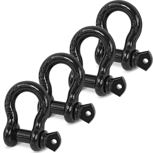 Digank D Ring Shackles, 1/2" Clevis Shackle with 9/16" Screw Pin 26,400Ibs Break Strength, Rugged Off Winch Shackle Heavy Duty Shakcles (Black) Accessories for Jeep Pickup Trucks SUV Trailer ATV UTV