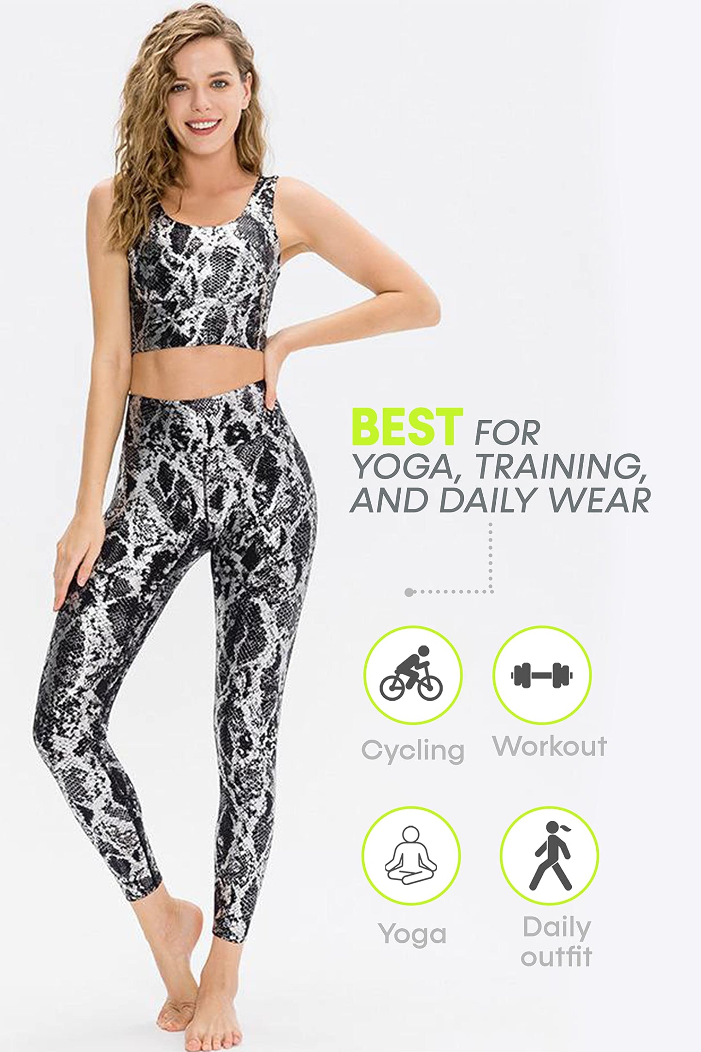Active4U Women 2 Piece Workout Outfits Sports Bra Seamless Leggings Yoga Gym Activewear Set (Gray & Black, Large)