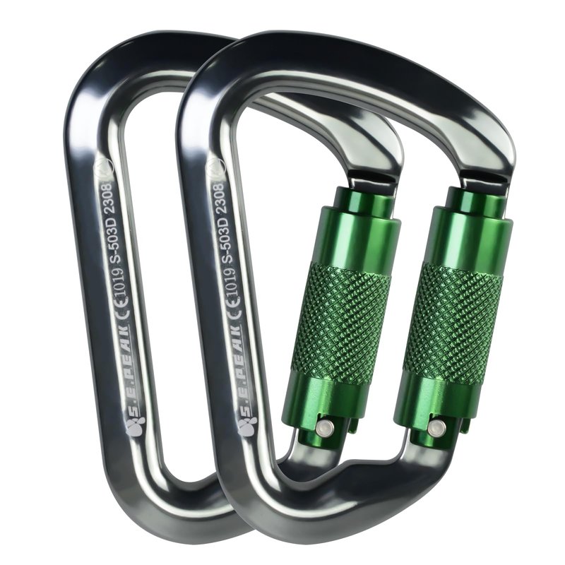 SEPEAK UIAA CE 30kN Climbing Carabiner Clips, Professional Heavy Duty Twist Locking Carabiners for Climbing,Mountaineering, Rappelling, Camping, Hiking, Swings, Large D Ring Hooks