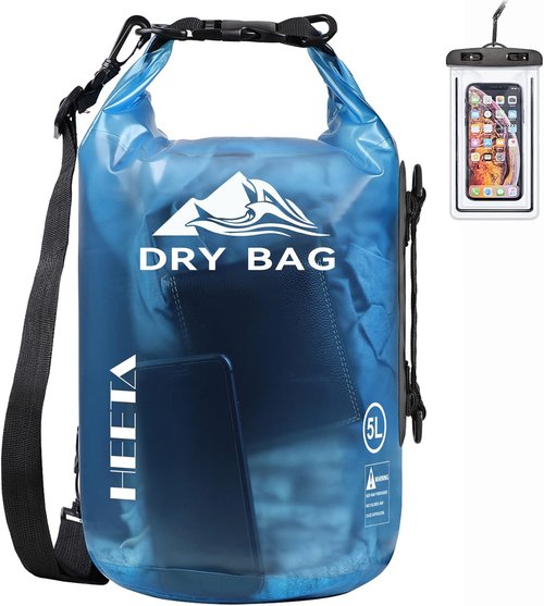 HEETA Waterproof Dry Bag - Lightweight Roll Top Storage Backpack with Phone Case | 5L-40L Options for Travel & Outdoor Activities