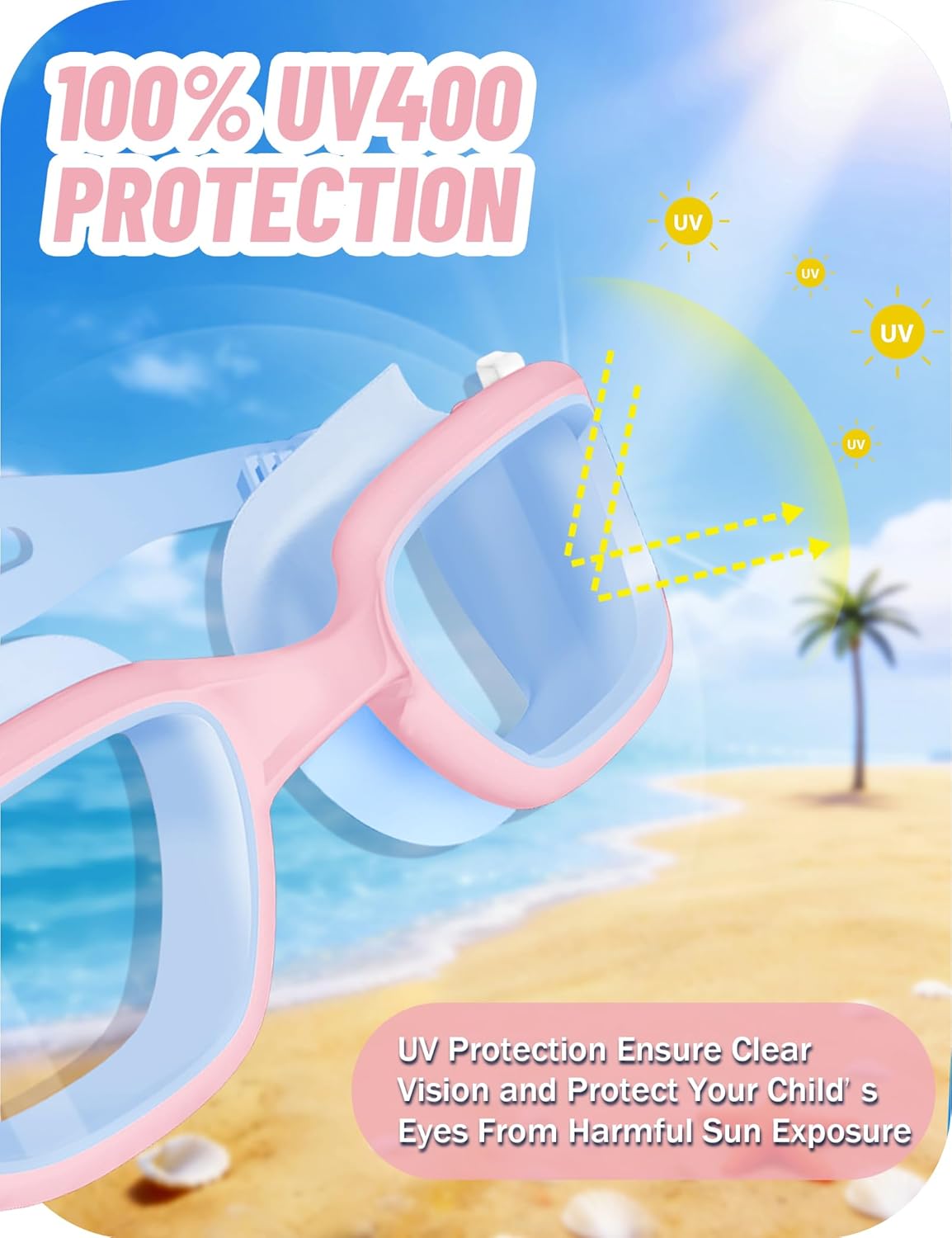 Vvinca Kids Swim Goggles - Anti-Fog, UV Protection, No Leak Design | Perfect for Ages 3-14
