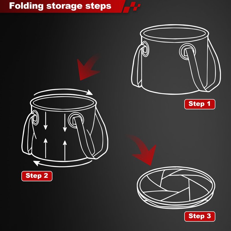 NIKI MOTORSPORTS Multifunctional Collapsible Bucket,Portable Bin,Car Wash Bucket,Lightweight Foldable Bucket with Handles for Camping,Dish Washing,Laundry,Soaking Feet,Fishing,Hiking