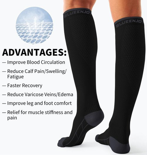Compression Socks for Women & Men (3 pairs) - Best Support for Nurses, Running, Hiking, Recovery & Flight Socks