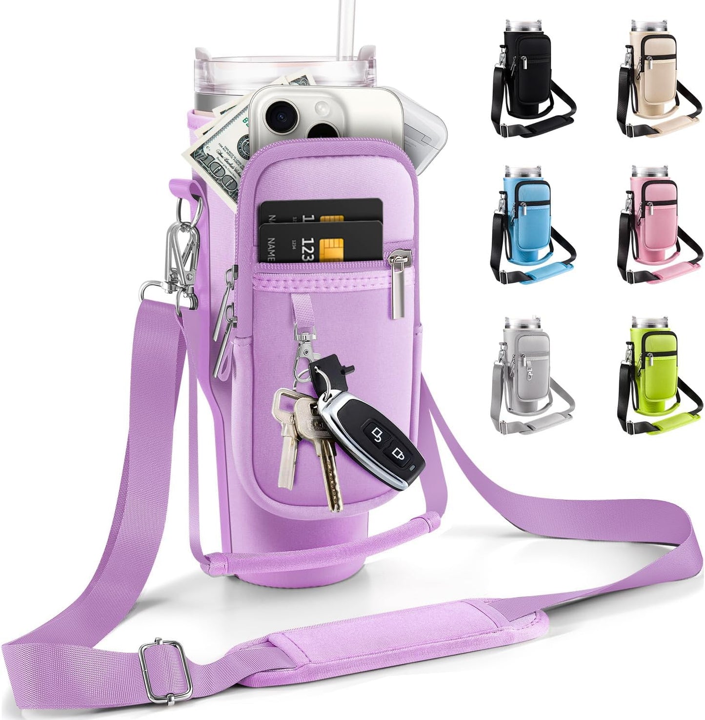 Simple Modern Carrier Bag for Stanley 40 oz Tumbler - Adjustable Phone Pocket & Sling Sleeve Holder