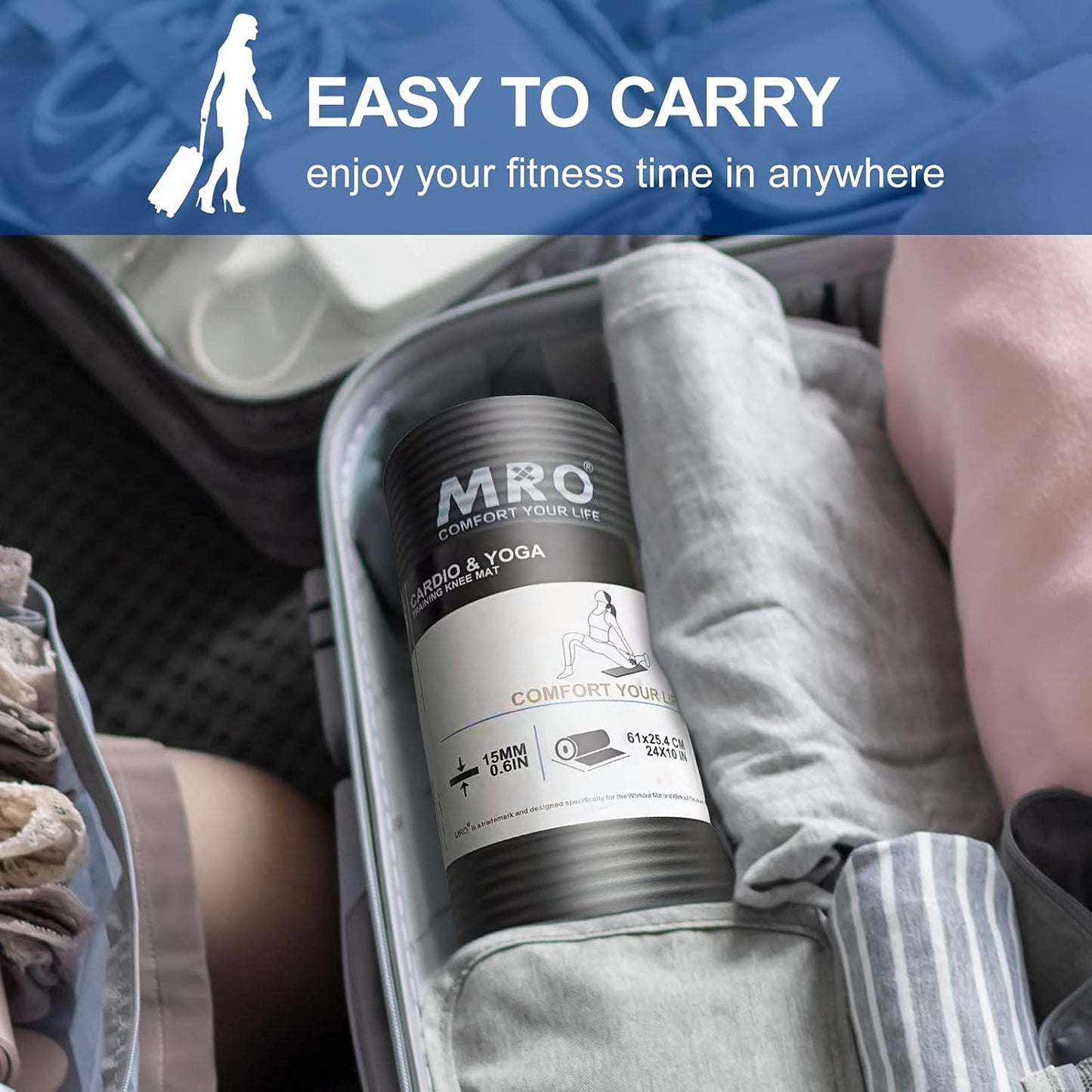 MRO Yoga Knee Pad Cushion - Premium Supportive Knee Pad for Pain Relief - Extra Padding for Yoga & Home Workouts | 24''X10''X0.6''