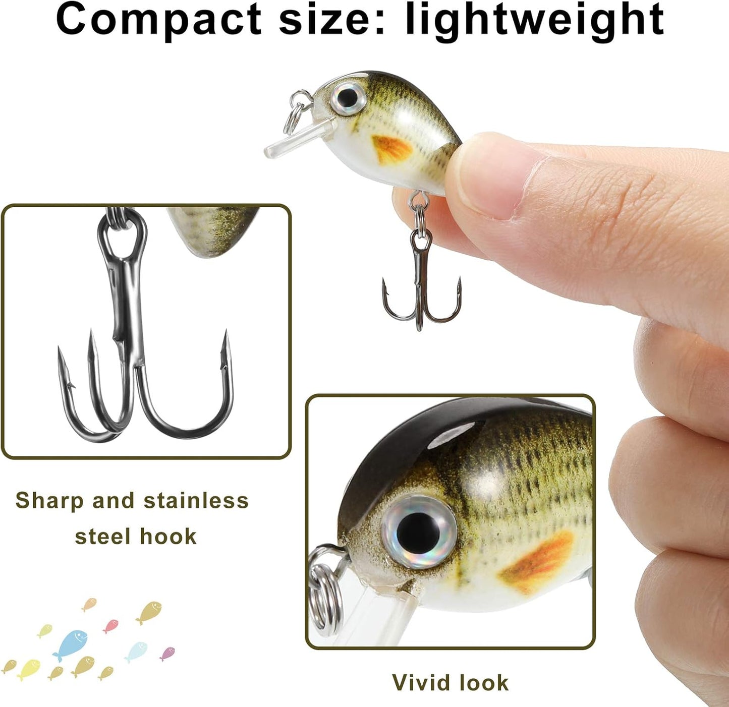 Skylety Mini Fishing Lures - 10-Piece Hard Bait Set for Freshwater & Saltwater | Ideal for Trout, Bass, Perch