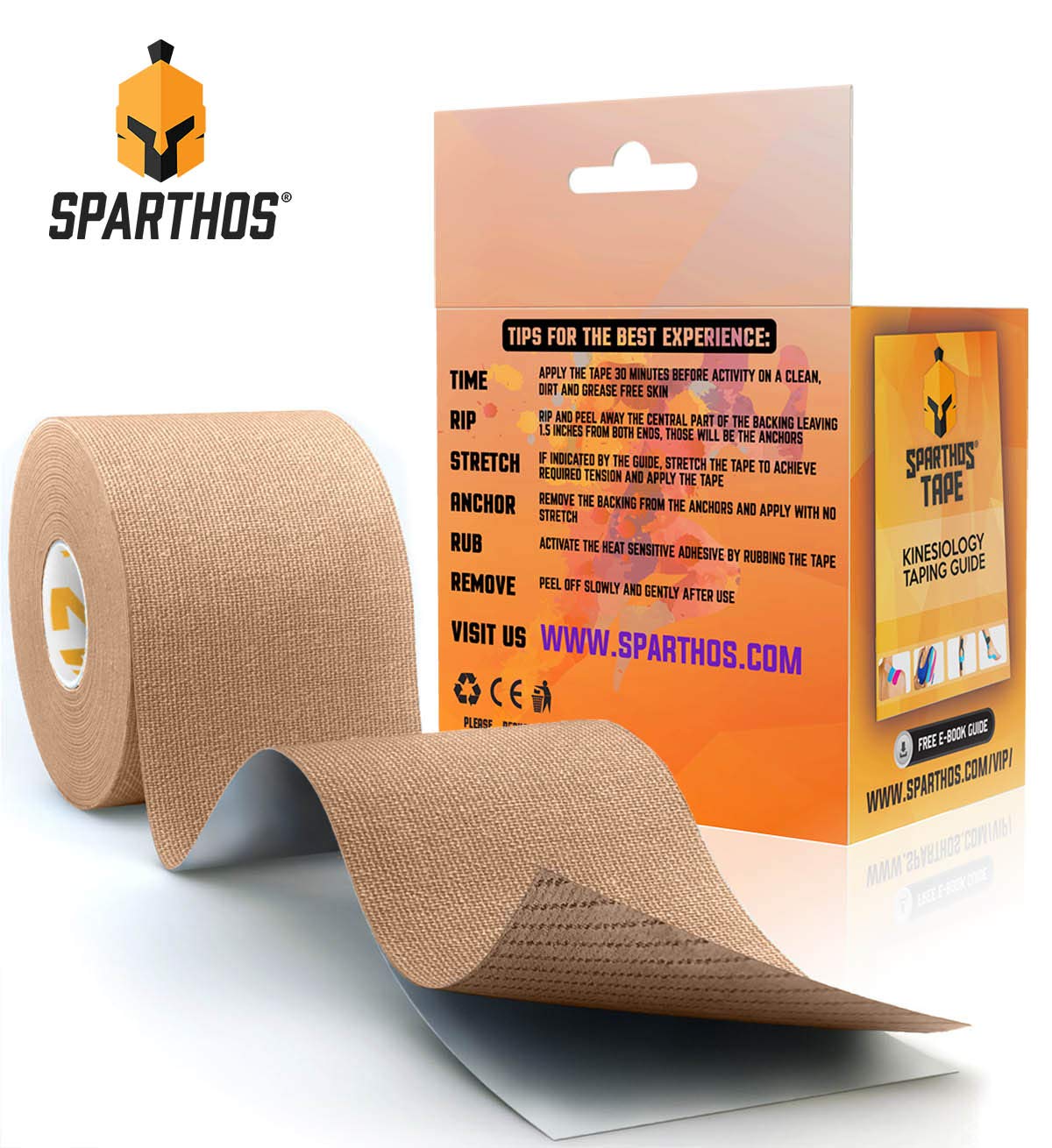 Sparthos Kinesiology Tape - Incredible Support for Pro Athletic Sports and Recovery - Body Breast Waterproof Rock Bra Boob Boobytape Bob Gold Tape Lift - Uncut (Beige)