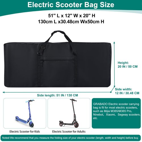 Electric Scooter Bag Storage, Heavy Duty 840D Electric Scooter Carrying Bag with Padded Carry Strap and Double Open Waterproof Zipper, Universal Scooter Accessories for Most Electric Scooter Models