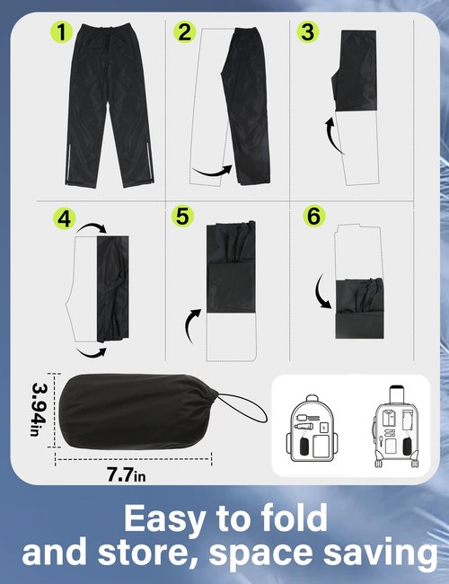 iCreek Women's Waterproof Rain Pants Packable Hiking Pants Over Pants Windproof Lightweight for Outdoor Hiking Golf Fishing (Black, Medium/31 Inseam)