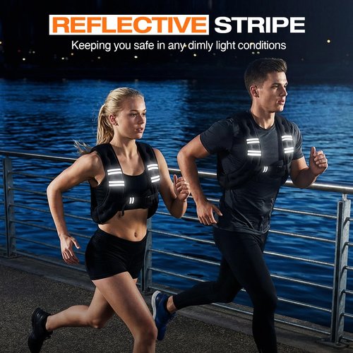 Weighted Vest for Women Men, 12lb Weight Vest for Walking, Adjustable Weight Training Vest for Workout, Running, Exercise, Weight Loss, Weight Lifting - With Reflective Strips and Storage Pocket