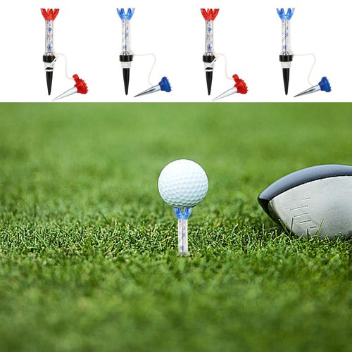 HERCHR 4 PCS Golf Tees, Plastic Magnetic 70mm Long Reusable Practice Tees, Unbreakable Flexible Spring Golf Tee Set for Men Women Driving Range Mat Training Indoor Outdoor