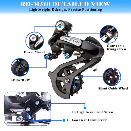 RD-M310 7/8 Speed Rear Derailleur, Direct Mount for Mountain Bike and Road Bike, Universal Replacement for Most Models