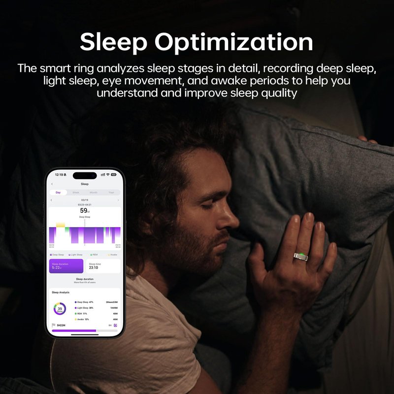 Naughtbaby FitElf 3 Pro Smart Ring Fitness Tracker, Health Sleep Tracker, Blood Pressure, Heart Rate and Oxygen Monitor Ring for Women/Men, IP68, No Subscription, 10-Day Battery Life (Silver 9)