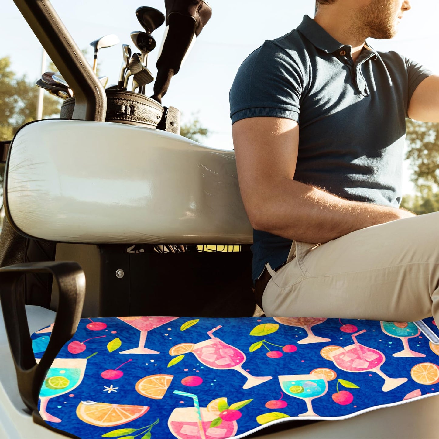 ORIGACH Championship Lemon Golf Cart Seat Covers, Comfortable Cooling Golf Cart Blanket Towel, 100% Microfiber, Fits EZGO, Club Car, and More 2-Seat Golf Carts, 51x31inch