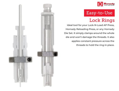 Hornady Sure-Loc Lock Rings, 6 Pack, 044606 - Fits on Standard 7/8-14 Inch Threaded Dies & Accessories - Split Ring Design Die Lock Rings Applies Constant Pressure & Wrench Flats for Easy On/Off
