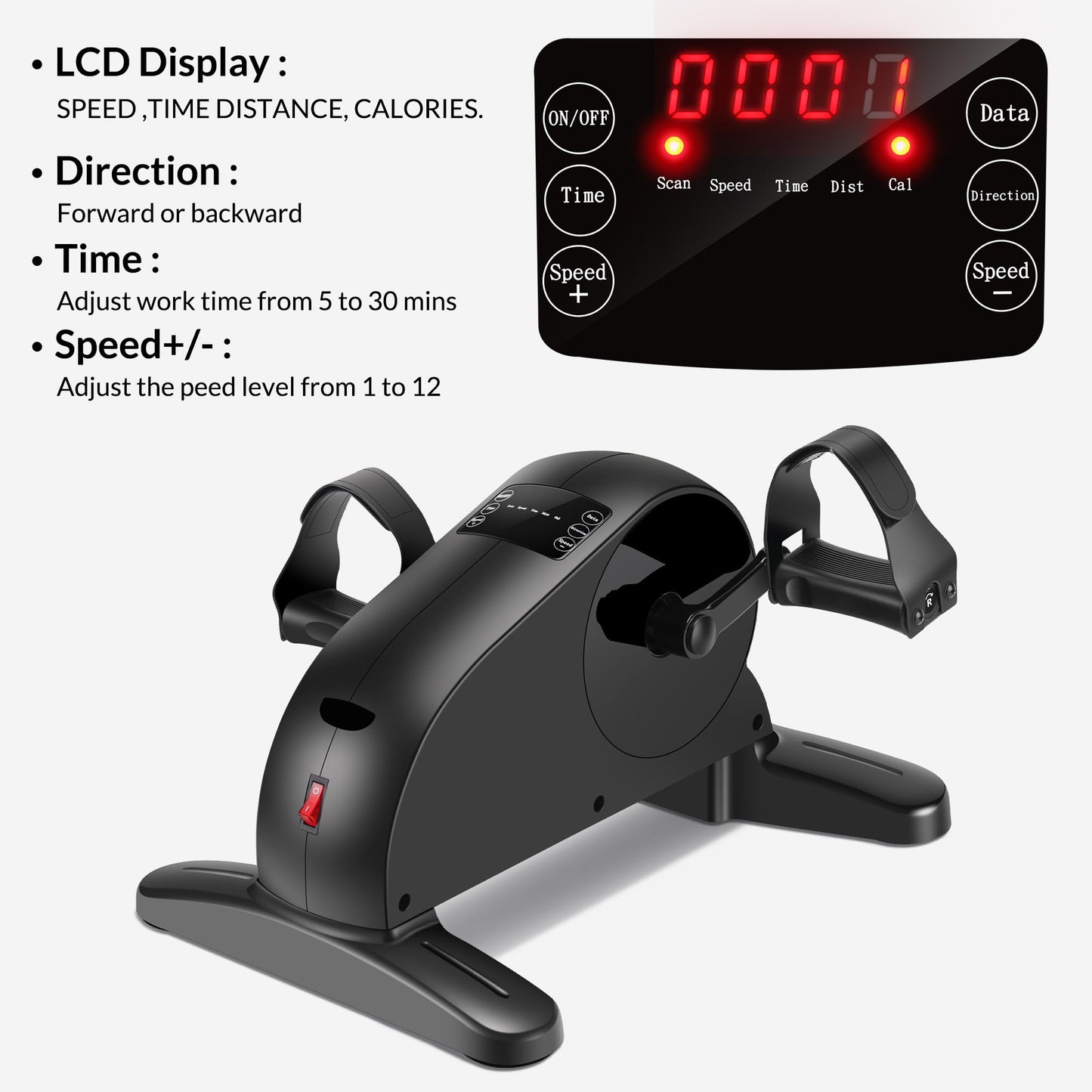 Under Desk Elliptical Machine, Ellipse Leg Exerciser as Seen on TV, Electric Pedal Exercicser,12 Speeds Low Impact Elliptical Leg Exercise Machine for Seniors