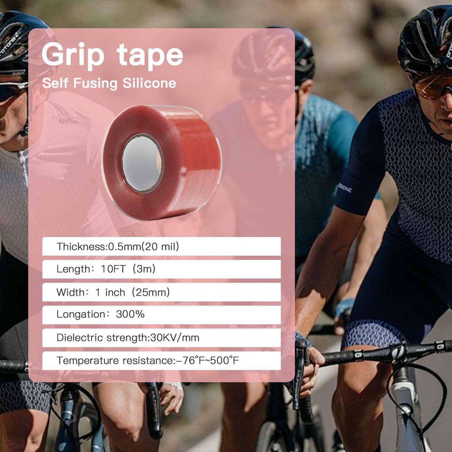 AIKESIWAY Self-Fusing Silicone Tape - No Adhesive Grip Tape for Bike Handlebar, Fishing Pole, Pull-Up Bar, Bicycle (Brownish red, 10 FT)