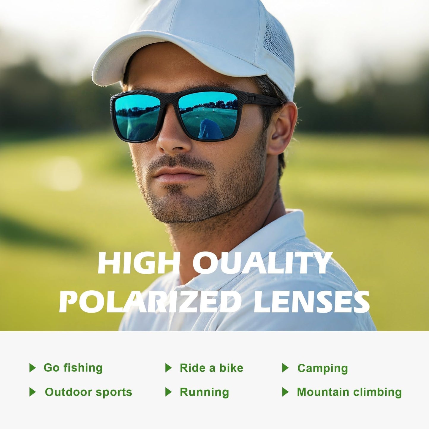 Fanshen Square Polarized Sunglasses for Men, 3 Pack Lightweight UV Protection Sun Glasses for Driving Fishing Golf (Black/Ice Blue/Pink)